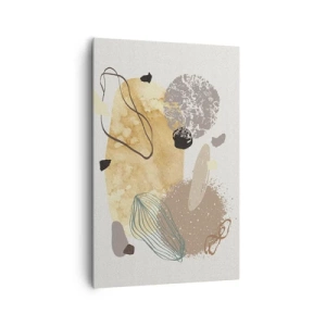 Impression sur toile - Image sur toile - Une composition de formes abstraites en beige et jaune. - 80x120cm - Plumcologie appliquée - Décoration murale moderne pour le salon et la chambre ARTTOR