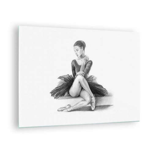 Impression sur verre - Image sur verre - Croquis d'une ballerine en robe noire dans une pose pensive - 70x50cm - Envoutée par la danse - Décoration murale moderne pour le salon et la chambre ARTTOR