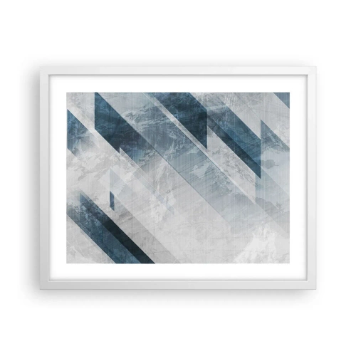 Affiche dans un cadre blanc - Poster - Composition spatiale - mouvement gris - 50x40 cm