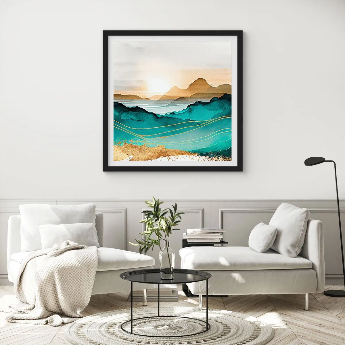 Affiche dans un cadre noir - Poster - Au frontière de l’abstraction – paysage - 30x30 cm