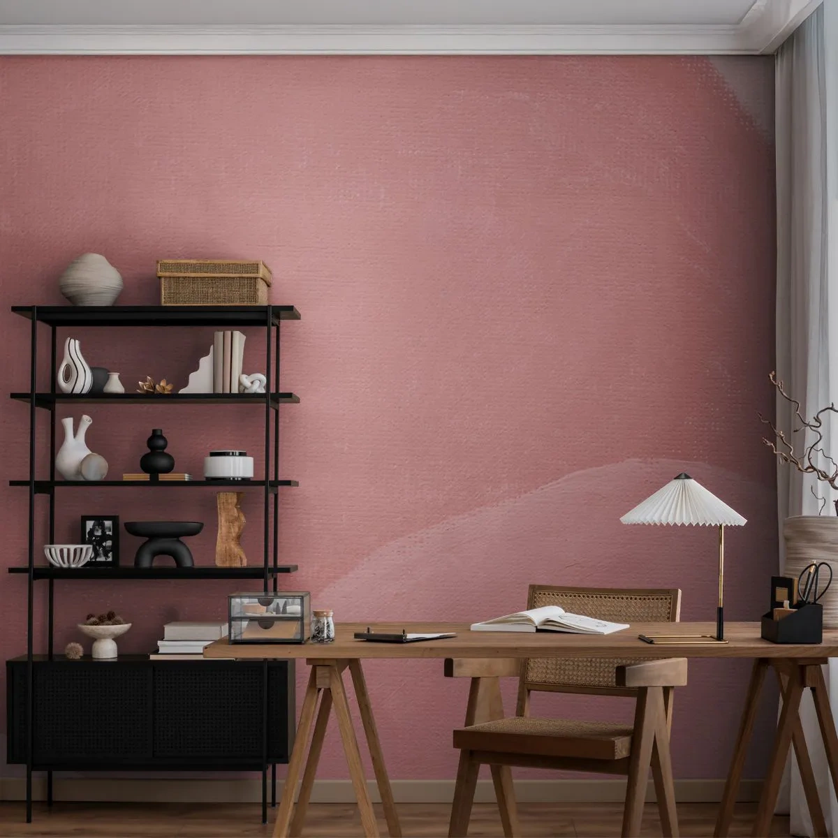 Papier Peint Photo Premium Canvas - Composition organique en rose - Pastel, Formes, Minimaliste - 250x175 cm