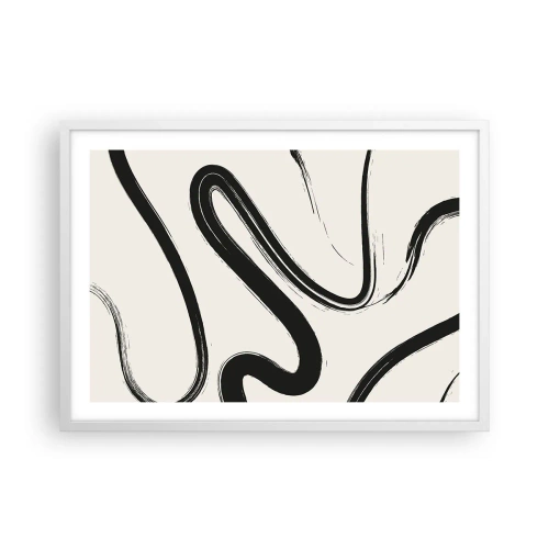 Affiche dans un cadre blanc - Poster - Fantaisie en noir et blanc - 70x50 cm