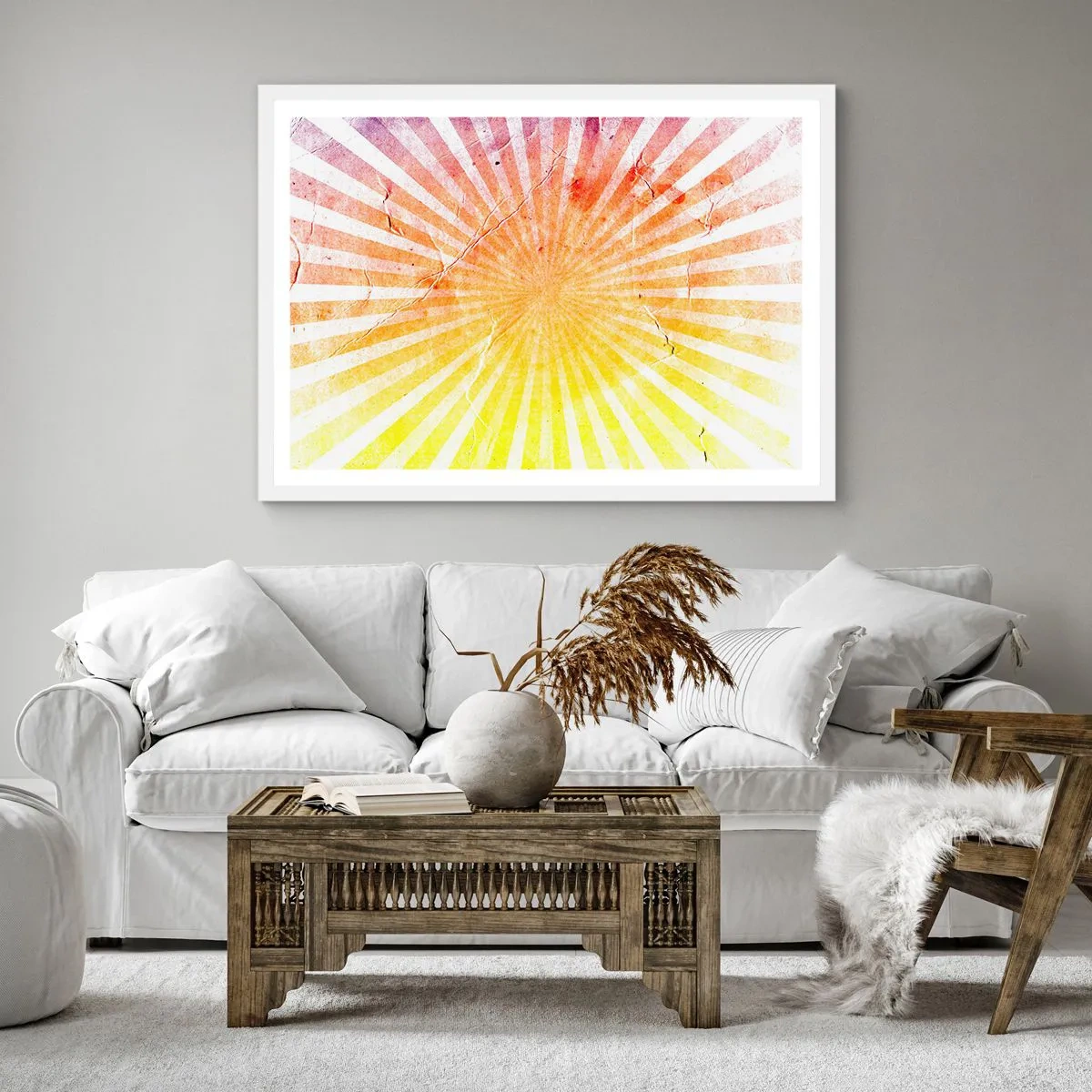 Affiche dans un cadre blanc - Poster - Levant et couchant - 40x40 cm