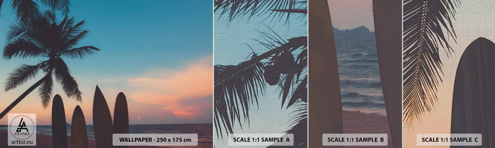 Échantillon de Papier Peint Premium Canvas - Demain sera amusant aussi - Paysage, Surfant, Mer - 100x30 cm