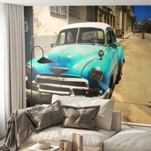 Papier Peint Photo Premium Canvas - Et vive Cuba ! - Automobile, Voiture, Cuba - 150x105 cm