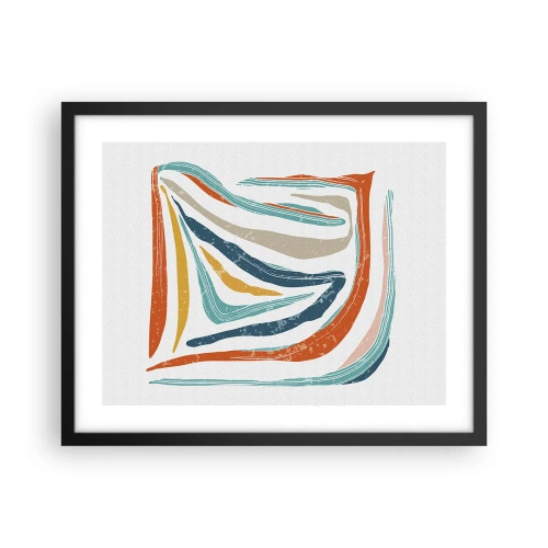 Affiche dans un cadre noir - Poster - Abstraction avec un sourire amical - 50x40 cm