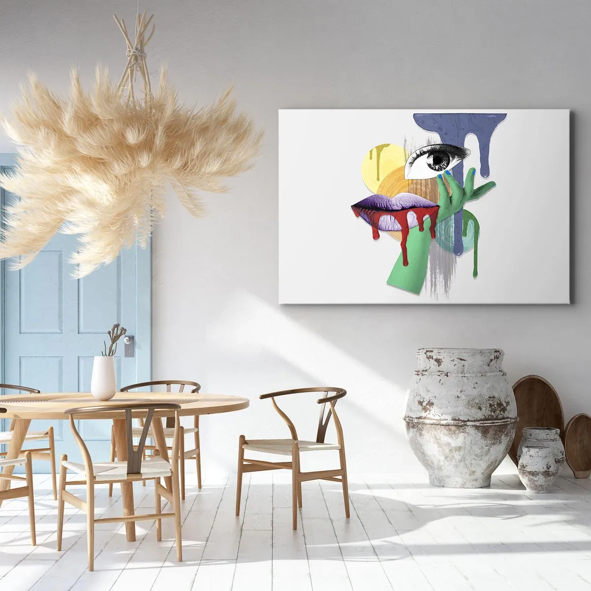 Impression sur toile - Image sur toile - Portrait déconstruit avec des éléments abstraits - 120x80cm - Un portrait déconstruit - Décoration murale moderne pour le salon et la chambre ARTTOR