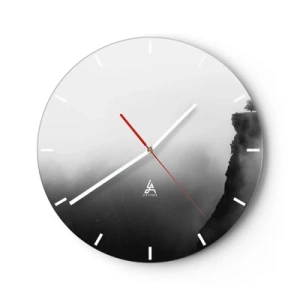 Horloge murale - Pendule murale - Un rocher noir au-dessus d'un abîme brumeux aux nuances de gris - 30x30cm - Au bord du monde - Décoration murale moderne pour le salon, la cuisine et la chambre ARTTOR