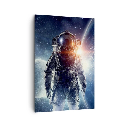 Impression sur toile - Image sur toile - Astronaute avec en arrière-plan l'espace et la planète Terre - 70x100cm - Aventure spatiale - Décoration murale moderne pour le salon et la chambre ARTTOR