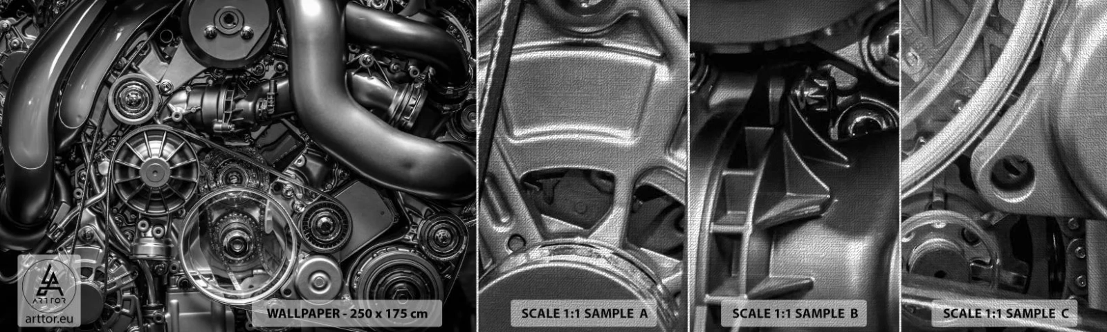 Échantillon de Papier Peint Premium Canvas - Poésie mécanique - Moteur, Mécanicien, Métal - 100x30 cm