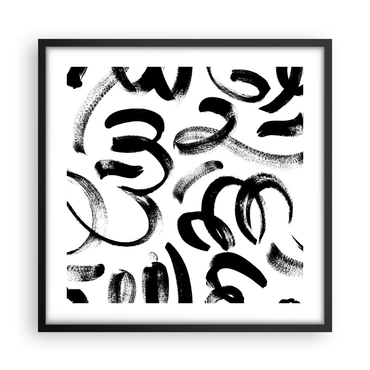 Affiche dans un cadre noir - Poster - Noir sur blanc - 50x50 cm