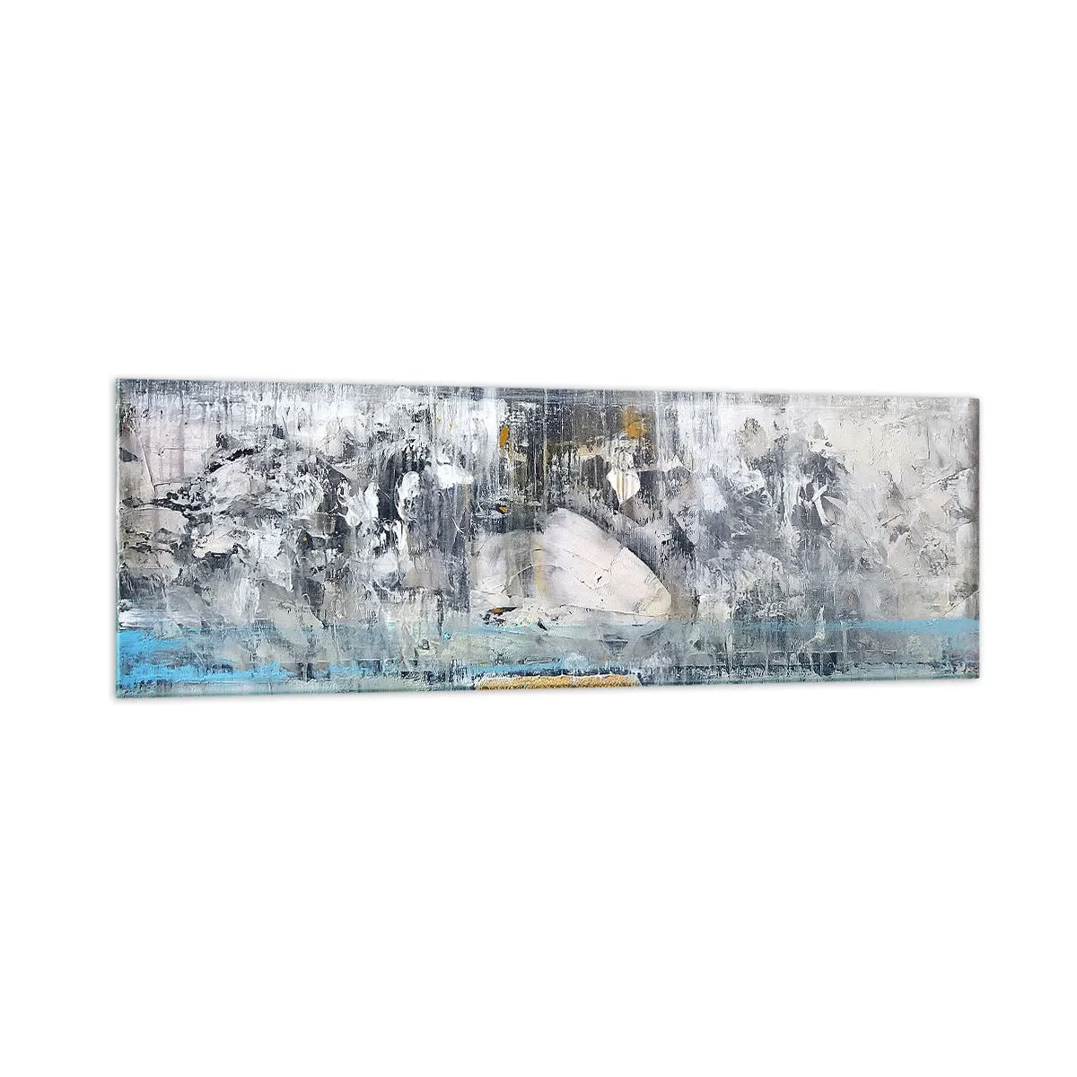Impression sur verre - Image sur verre - Composition abstraite aux tons froids - 160x50cm - Comme sur la glace, comme après décembre - Décoration murale moderne pour le salon et la chambre ARTTOR