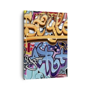 Impression sur toile - Image sur toile - Graffitis colorés avec inscriptions et illustrations dynamiques - 50x70cm - Fresques, fresques, fresques… - Décoration murale moderne pour le salon et la chambre ARTTOR