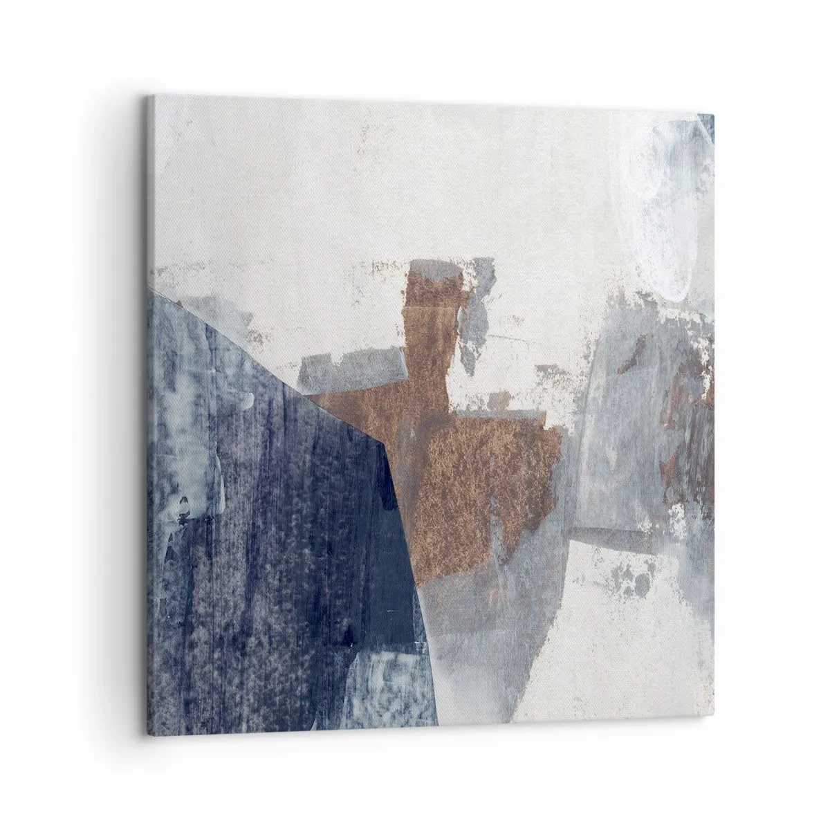 Impression sur toile - Image sur toile - Formes bleues et brunes - 50x50 cm