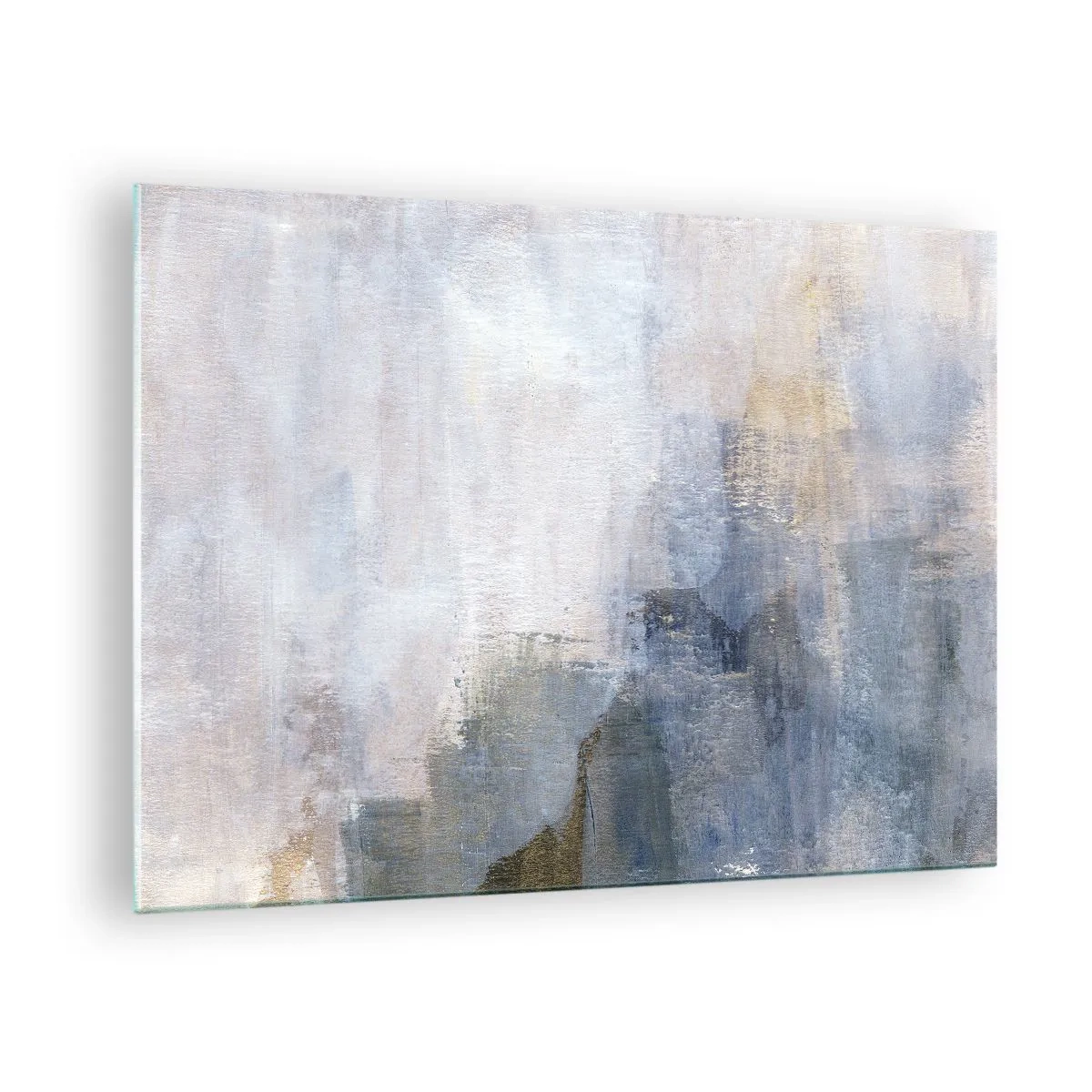 Impression sur verre - Image sur verre - Une composition abstraite dans des tons bleus et beiges froids. - 70x50cm - Tonalités et accords de couleur - Décoration murale moderne pour le salon et la chambre ARTTOR