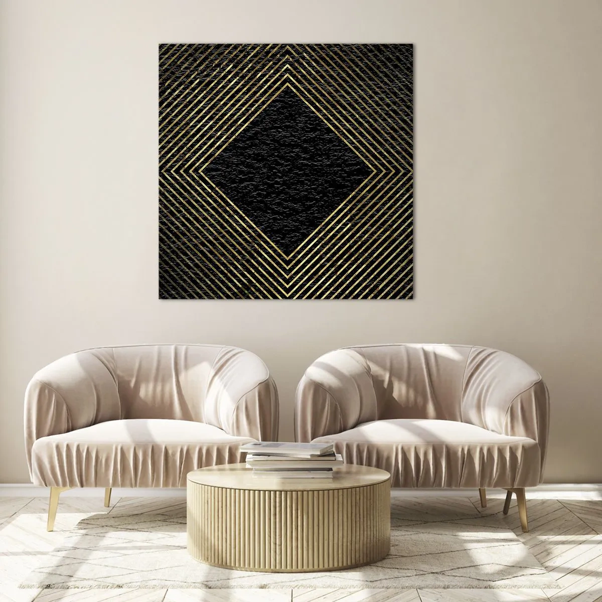 Impression sur verre - Image sur verre - Géométrie dans un style glamour - 70x70 cm