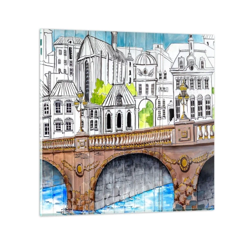 Impression sur verre - Image sur verre - Une ville comme peinte - 40x40 cm