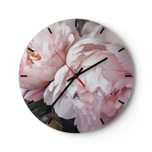 Horloge murale - Pendule murale - Pivoines roses délicates en gros plan - 30x30cm - Arrêté en pleine floraison - Décoration murale moderne pour le salon, la cuisine et la chambre ARTTOR
