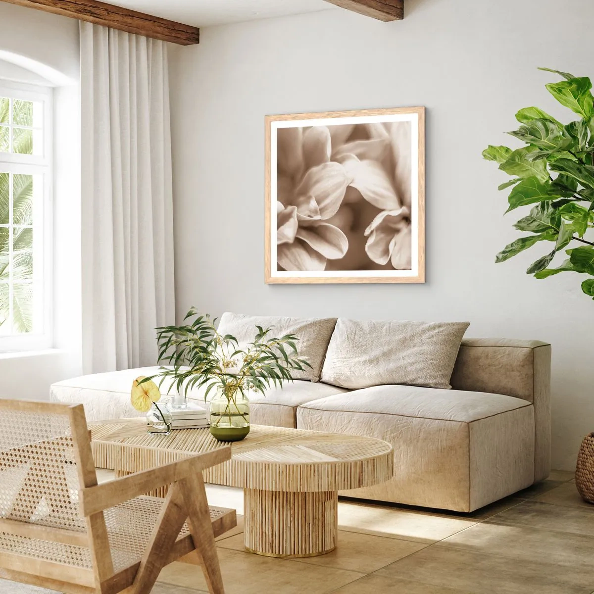 Affiche dans un chêne clair - Poster - Doux comme un sourire - 60x60 cm