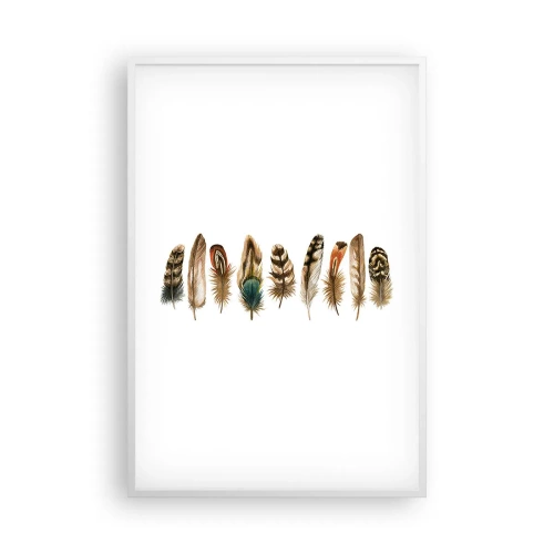 Affiche dans un cadre blanc - Poster - Variation à plumes - 61x91 cm