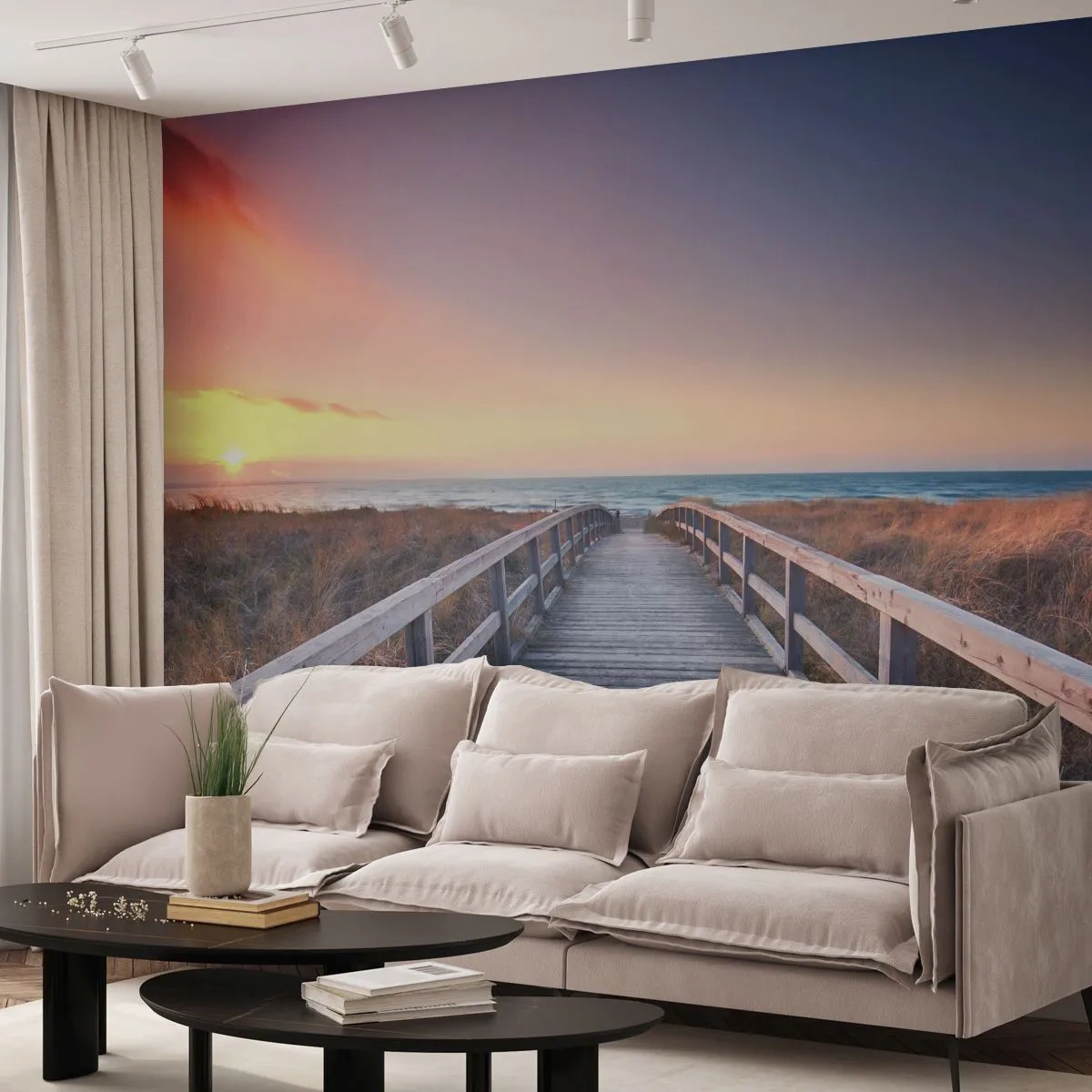Papier Peint Photo Premium Canvas - Aurore baltique du soir - Paysage, Mer, Dune - 200x140 cm