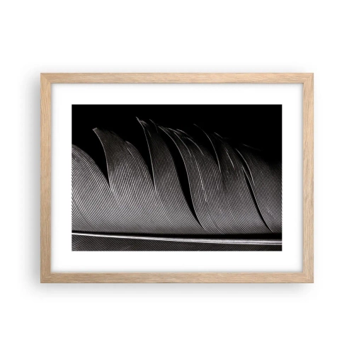 Affiche dans un chêne clair - Poster - La plume – un design magnifique - 40x30 cm