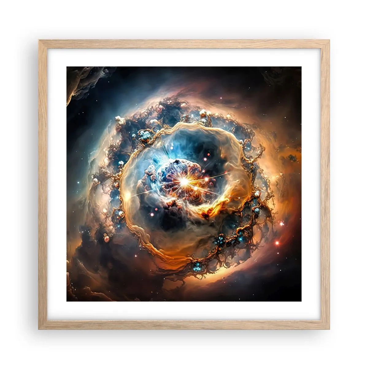 Affiche dans un chêne clair - Poster - Le début - 50x50 cm