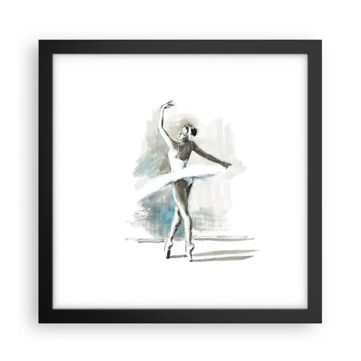 Affiche dans un cadre noir - Poster - Enchantement du cygne - 30x30 cm