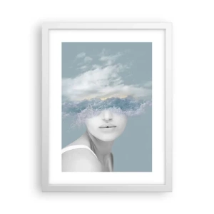Affiche dans un cadre blanc - Poster - La tête dans les nuages - 30x40 cm
