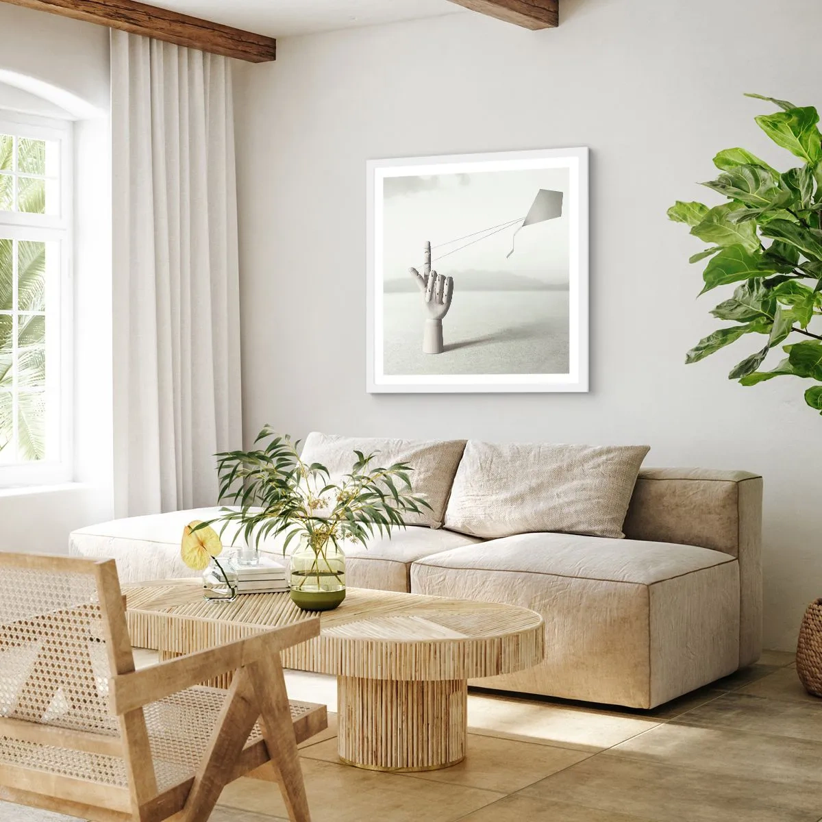 Affiche dans un cadre blanc - Poster - Épreuve de force - 50x50 cm