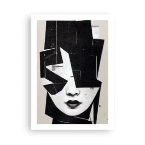 Affiche - Poster - Portrait abstrait d'une femme en noir et blanc - 50x70cm - Profondément caché - Décoration murale moderne pour le salon et la chambre ARTTOR
