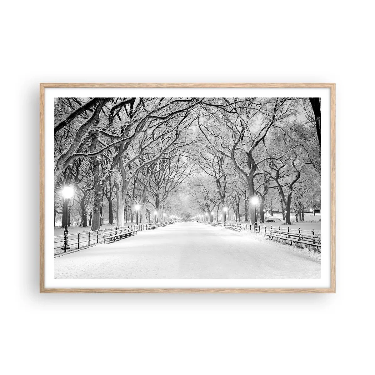 Affiche dans un chêne clair - Poster - Les quatres saisons – l’hiver - 100x70 cm