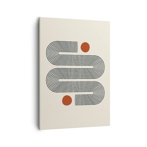 Impression sur toile - Image sur toile - Motif géométrique avec des lignes et des cercles orange - 50x70cm - Du début à la fin - Décoration murale moderne pour le salon et la chambre ARTTOR