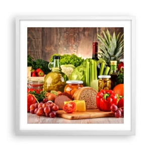 Affiche dans un cadre blanc - Poster - Fumé, cuit au four et mariné - 50x50 cm