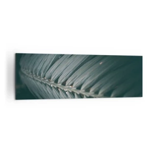 Impression sur toile - Image sur toile - Gros plan d'un détail de feuille de palmier aux tons sombres - 160x50cm - Précision de la nature - Décoration murale moderne pour le salon et la chambre ARTTOR