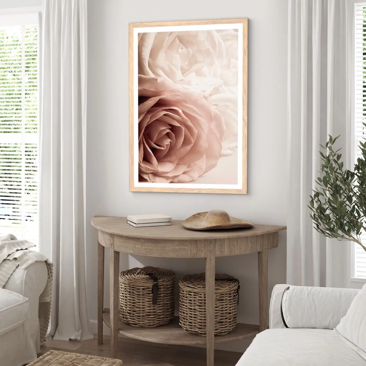 Affiche dans un chêne clair - Poster - Au coeur d'ue la rose - 30x40 cm