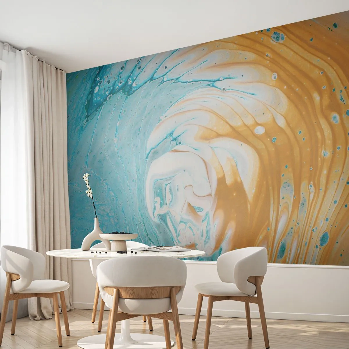 Papier Peint Photo Premium Canvas - Tourbillon pastel - Abstraction, Morceau, Art moderne - 250x175 cm