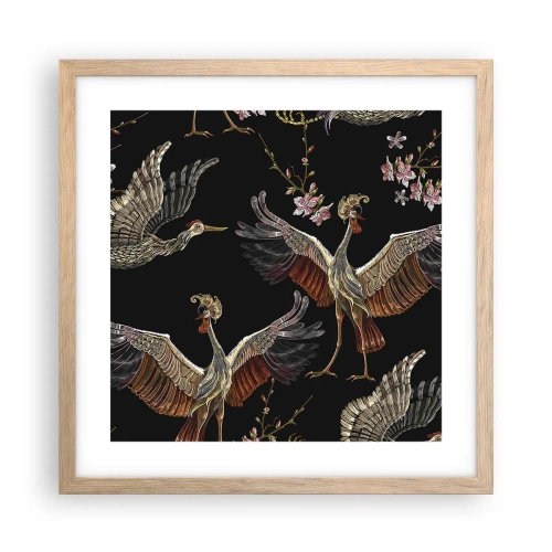 Affiche dans un chêne clair - Poster - Un oiseau de conte de fées - 40x40 cm