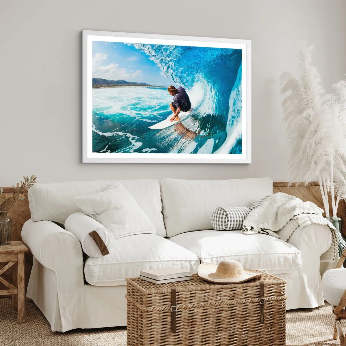 Affiche dans un cadre blanc - Poster - Danse avec les vagues - 50x40 cm