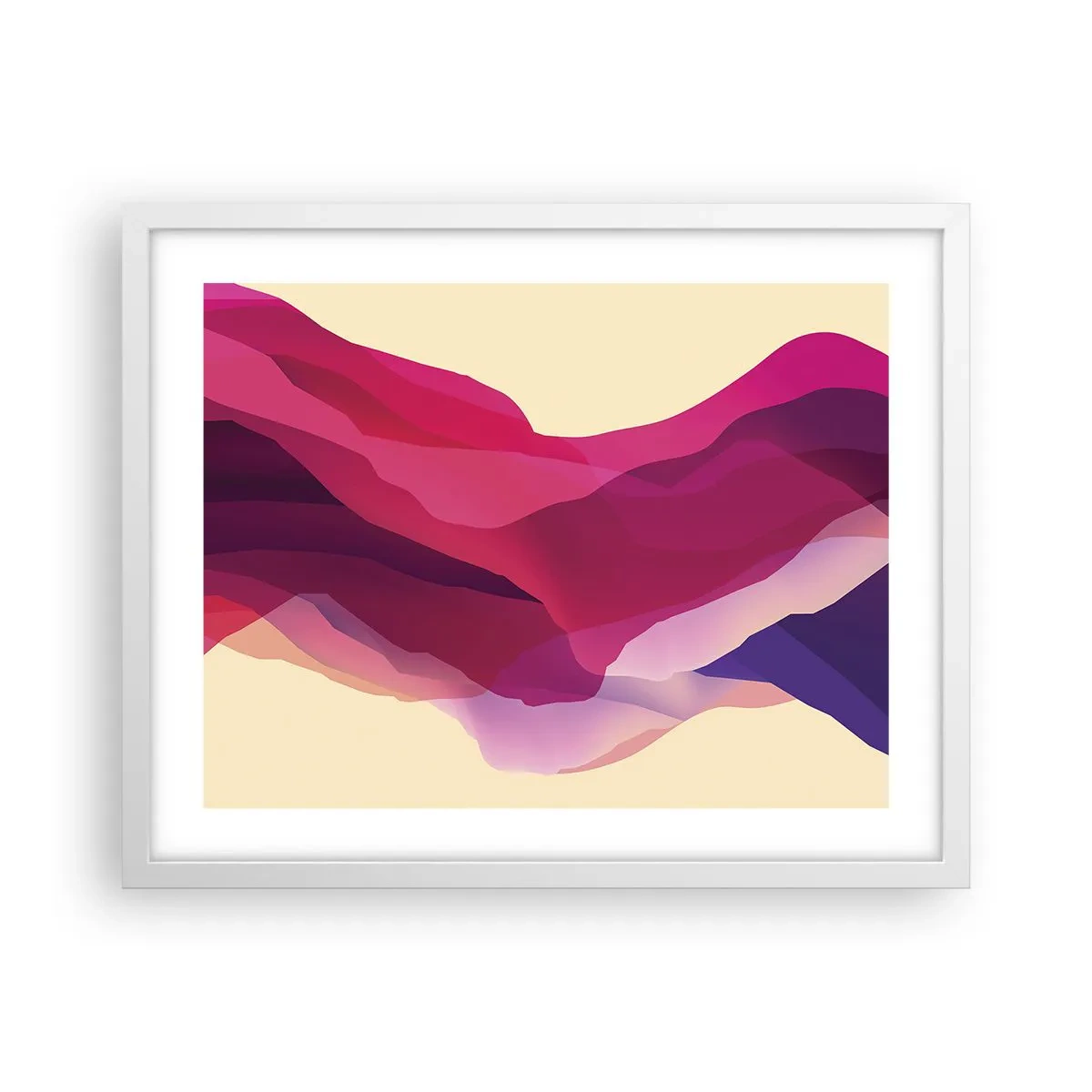Affiche dans un cadre blanc - Poster - Vagues pourpre - 50x40 cm