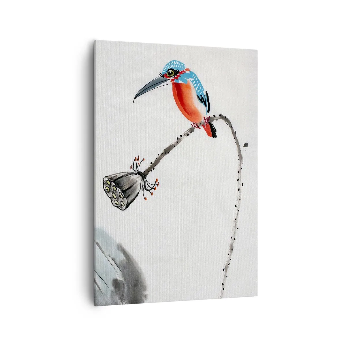 Impression sur toile - Image sur toile - Un oiseau coloré sur fond de végétation et une libellule - 70x100cm - La vie du champ - Décoration murale moderne pour le salon et la chambre ARTTOR