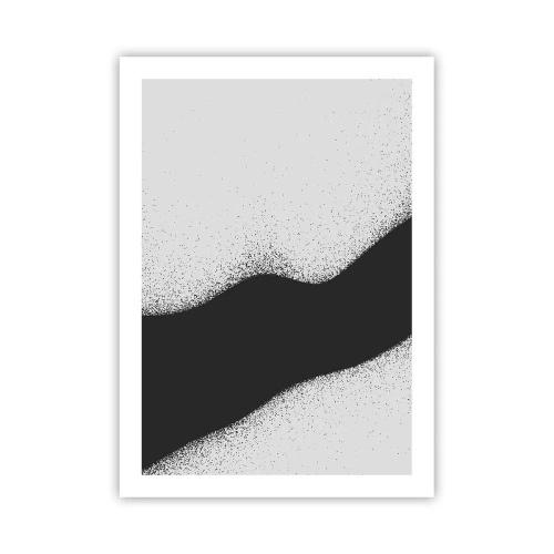 Affiche - Poster - Forme de vague minimaliste en noir et gris avec un effet granuleux - 50x70cm - Équilibre fluide - Décoration murale moderne pour le salon et la chambre ARTTOR