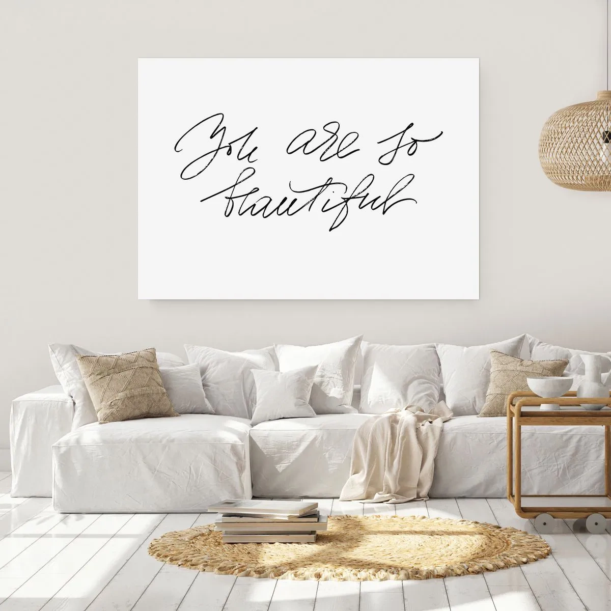 Affiche - Poster - Inscription en noir et blanc « Tu es si belle » - 100x70cm - Vraiment, crois-moi... - Décoration murale moderne pour le salon et la chambre ARTTOR