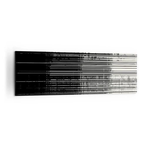 Impression sur toile - Image sur toile - Composition abstraite de lignes en noir et blanc contrastés - 160x50cm - Ondes et vibrations - Décoration murale moderne pour le salon et la chambre ARTTOR