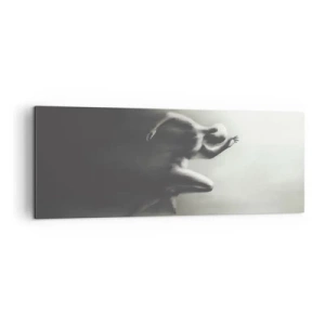 Impression sur toile - Image sur toile - Une silhouette noire et blanche d'une silhouette en train de courir dans un style dynamique et surréaliste. - 140x50cm - Inarrêtable - Décoration murale moderne pour le salon et la chambre ARTTOR