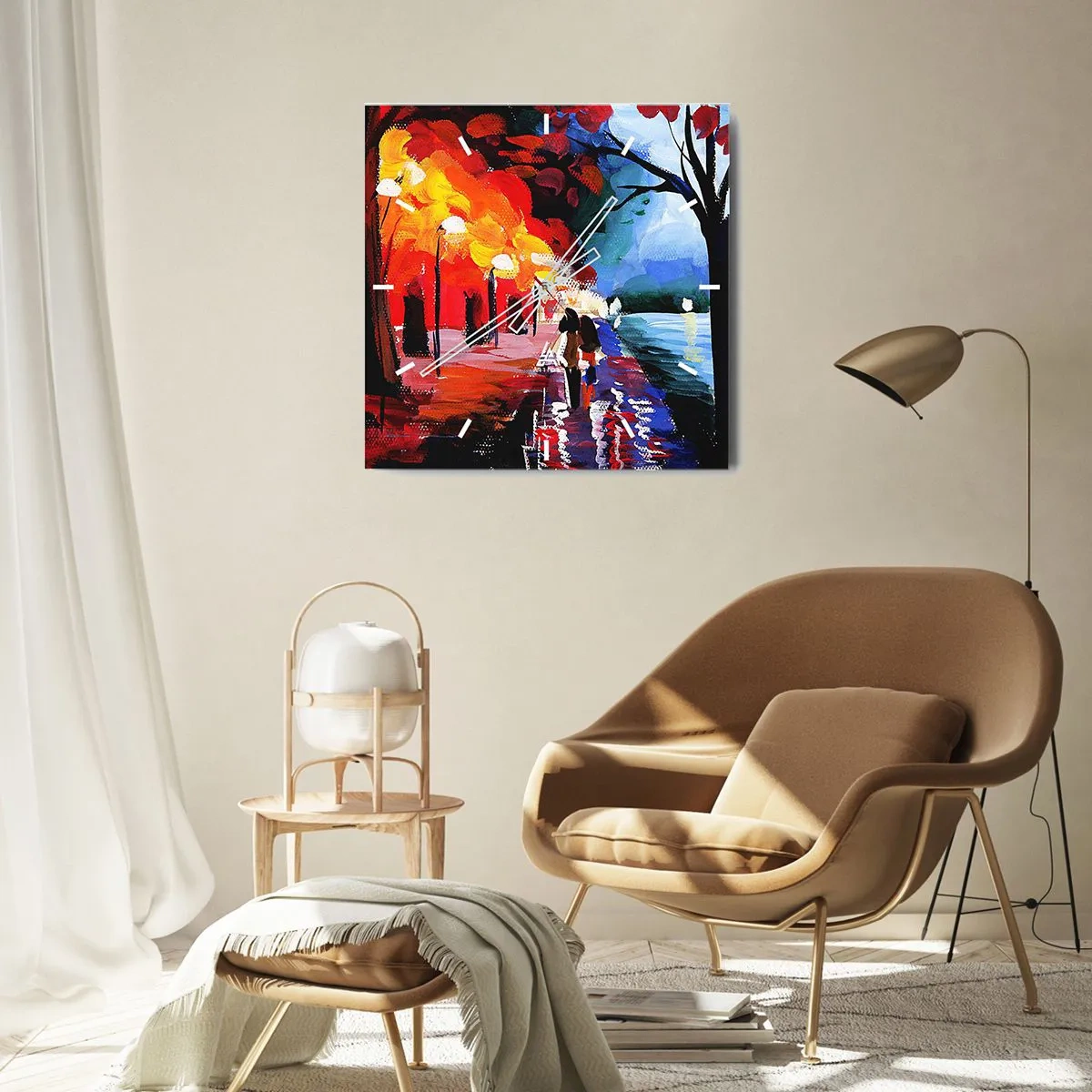 Horloge murale - Pendule murale - Automne flamboyant dans le parc - 30x30 cm