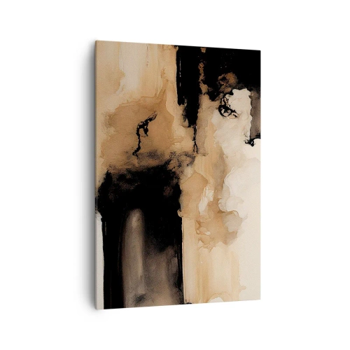 Impression sur toile - Image sur toile - Composition abstraite dans les tons de marron et de noir - 70x100cm - Une abstraction intrigante - Décoration murale moderne pour le salon et la chambre ARTTOR