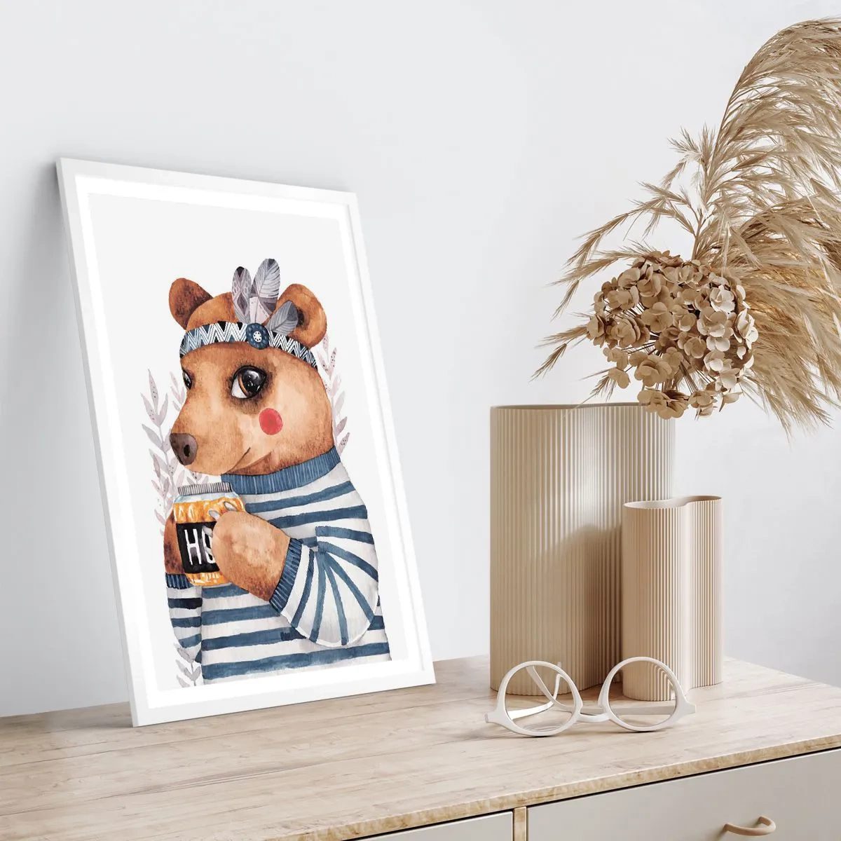 Affiche dans un cadre blanc - Poster - Un nounours trop mignon - 70x100 cm