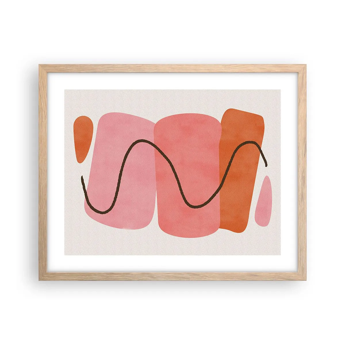 Affiche dans un chêne clair - Poster - mouvement doux des formes - 50x40 cm
