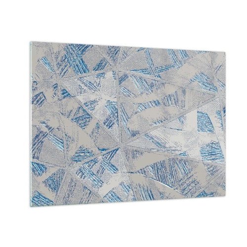 Impression sur verre - Image sur verre - Motifs géométriques dans les tons de gris et de bleu - 70x50cm - Dans un labyrinthe bleu-gris - Décoration murale moderne pour le salon et la chambre ARTTOR